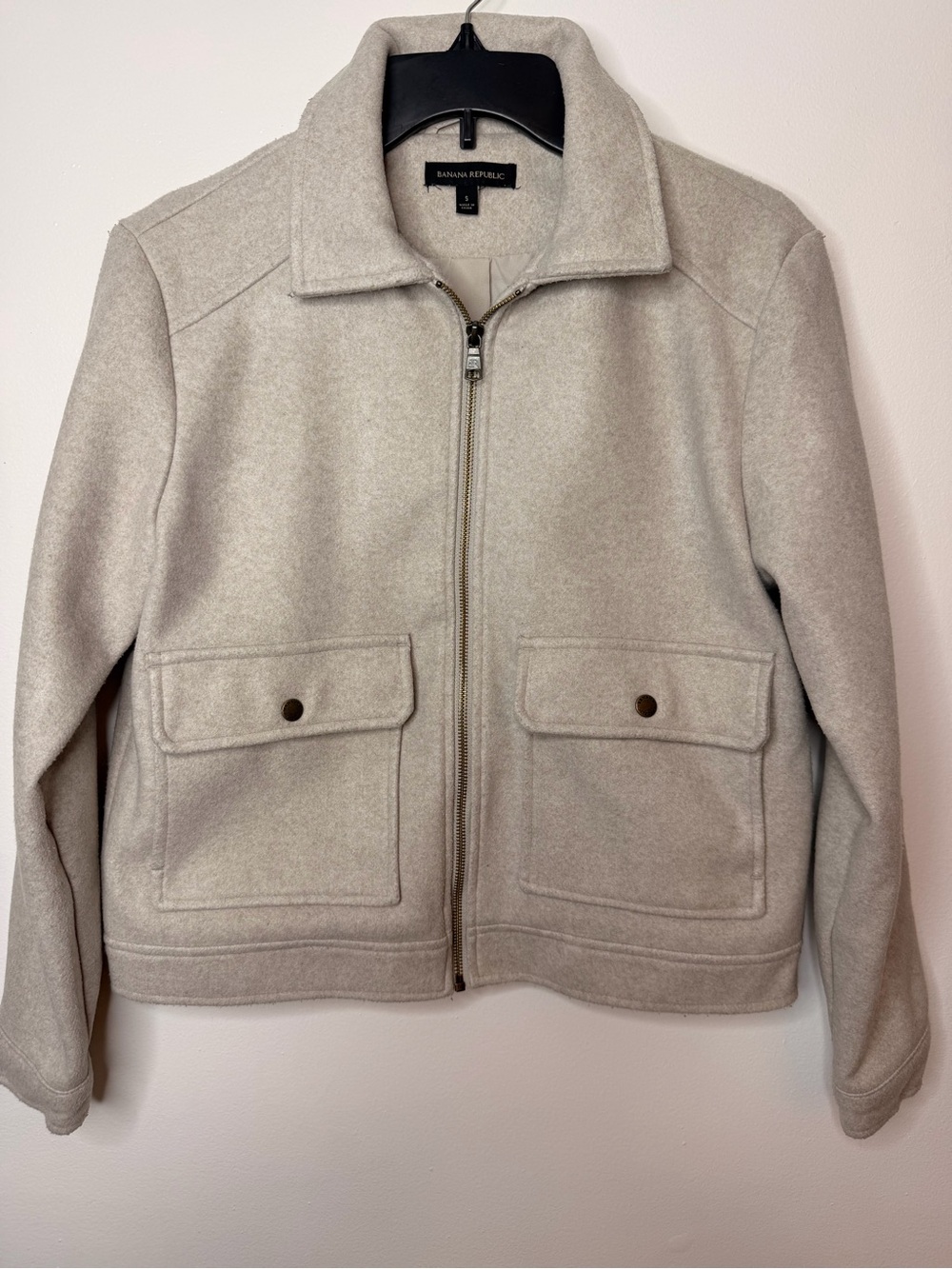 Banana Republic Light Cream Zip-Up Utility Jacket